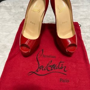 Christian Louboutin Glossy Red Peep-Toe Heels